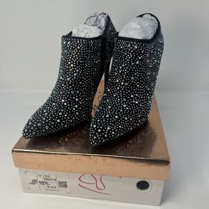 NIB Cathy Din Kinsley Black Heeled Glitzy Bootie Sz 10 AB Rhinestone